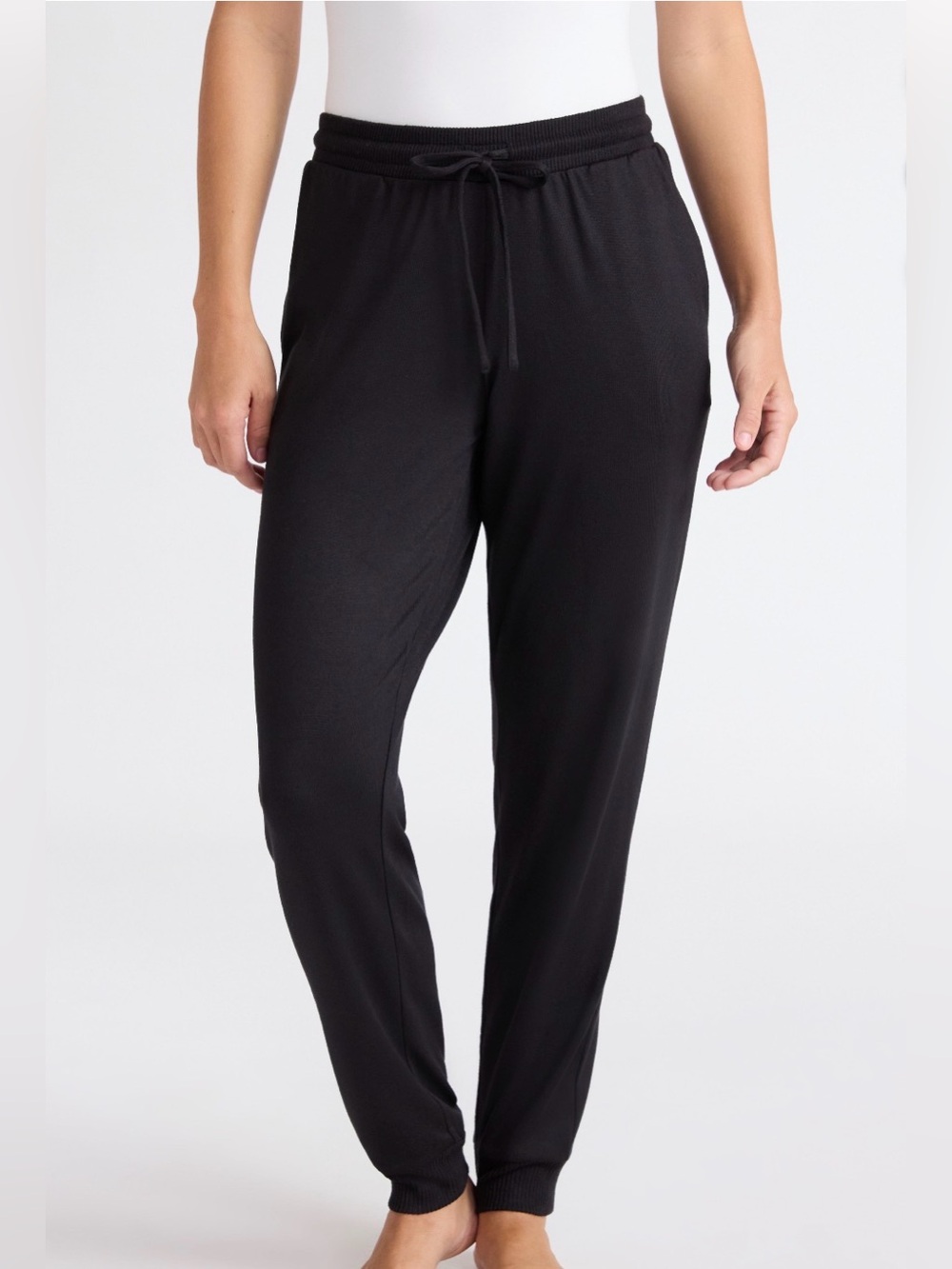 Joyspun plus size Hacci knit Black Drawstring Joggers with pockets, size 2X